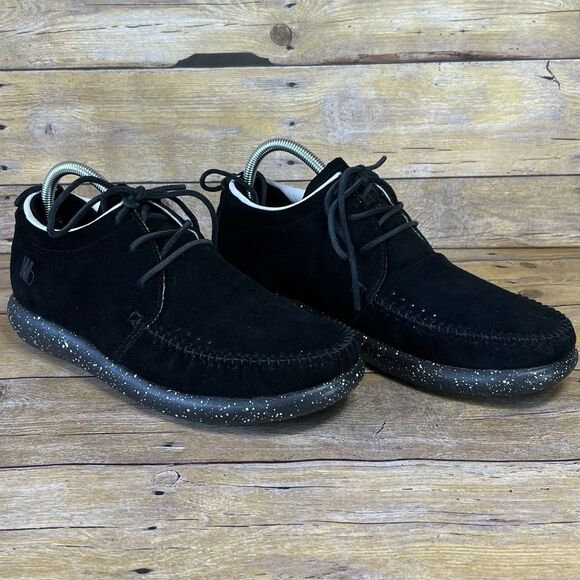 WORLD BOOTS Sz 7 Mens Moccasins 100% Leather Suede Hemera Skirt Style True Black - Picture 2 of 16